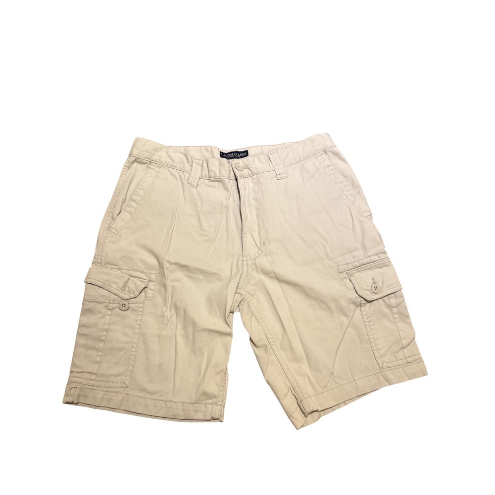 U.S. Polo Assn. Mens‎ Cargo Shorts Size 36 Beige Casual Outdoor 100% Cotton